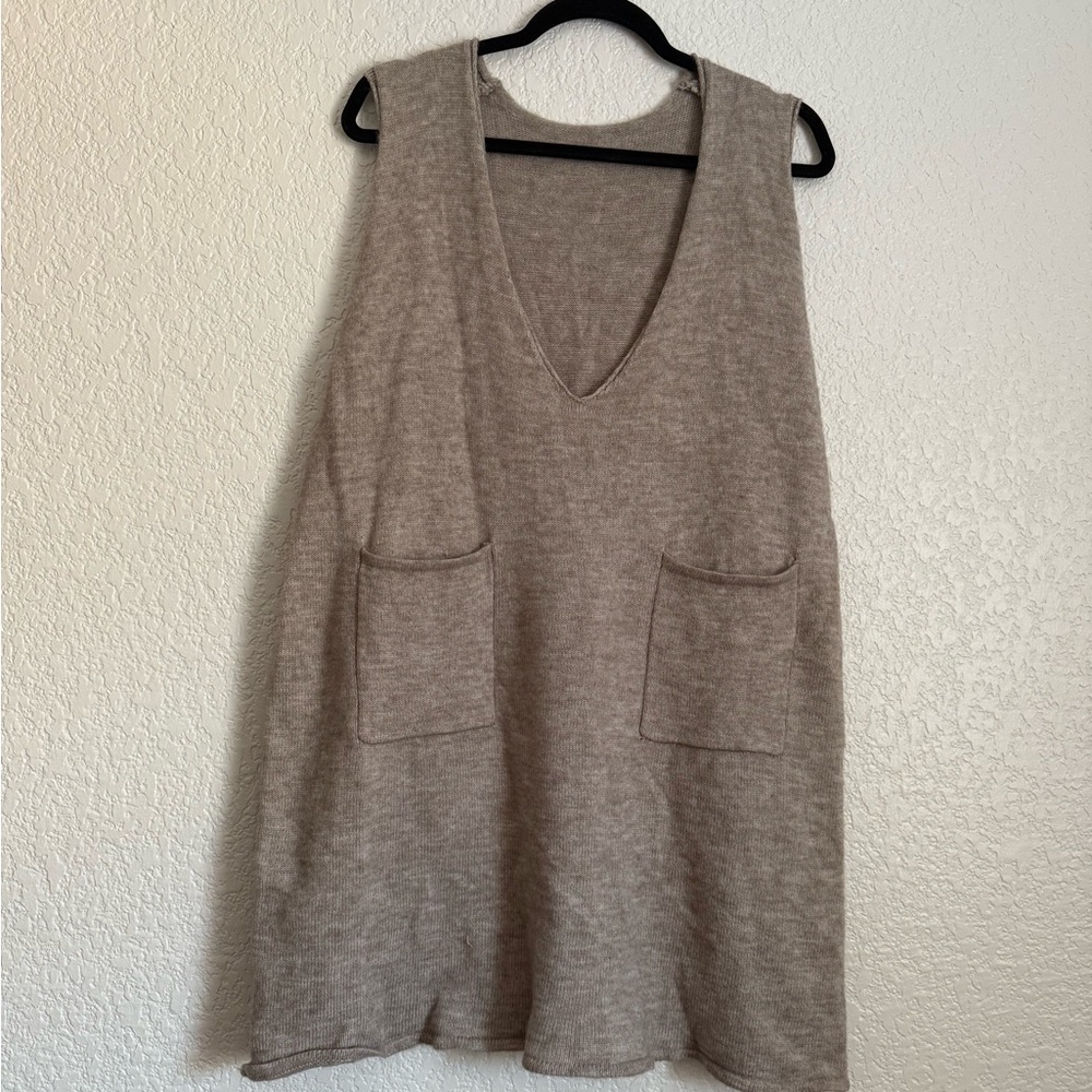 Beige Knit Sweater Dress